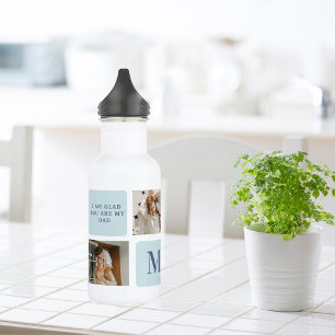 Modern Collage Photos Blue Best Fathers Gift 532 Ml Water Bottle