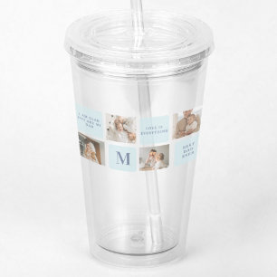 Modern Collage Photos Blue Best Fathers Gift Acrylic Tumbler
