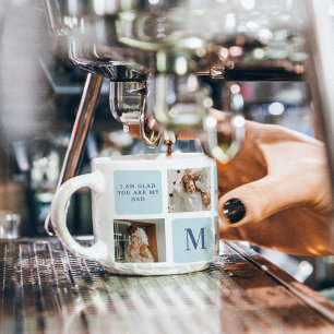 Modern Collage Photos Blue Best Fathers Gift Espresso Cup