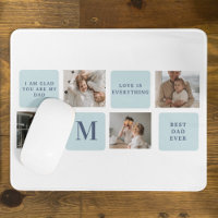 Modern Collage Photos Blue Best Fathers Gift