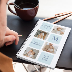 Modern Collage Photos Blue Best Fathers Gift Notebook