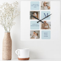 Modern Collage Photos Blue Best Fathers Gift