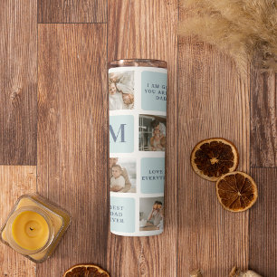 Modern Collage Photos Blue Best Fathers Gift Thermal Tumbler