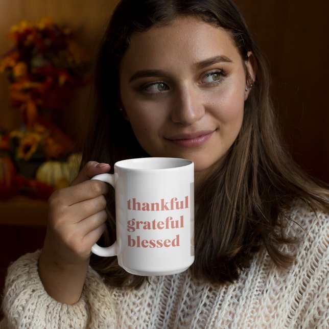 Modern Collage Three Photo | Happy Thanksgiving Coffee Mug (Creator Uploaded)