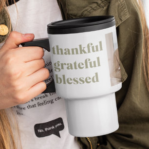 Modern Collage Three Photo   Happy Thanksgiving Tr Travel Mug