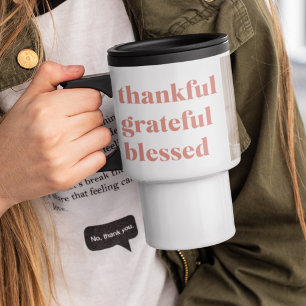 Modern Collage Three Photo Happy Thanksgiving Travel Mug