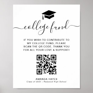 Modern College Fund Donation QR Code Sign