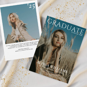 Modern College Graduate Magazine Cover Photo Announcement