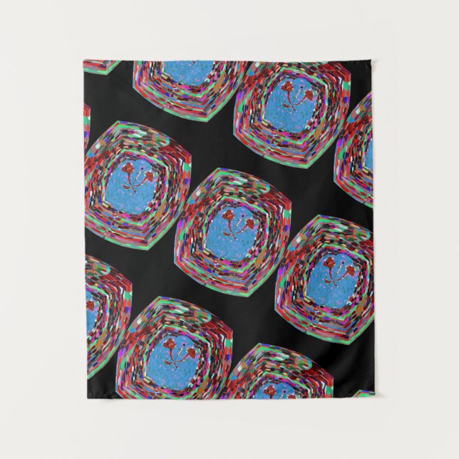 MODERN COLOR BLACK   PINK ROSE TAPESTRY (Front)