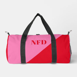 Modern Color Block - Hot Pink & Bold Red Monogram  Duffle Bag