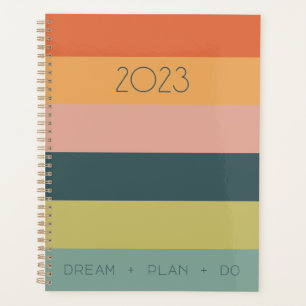 Modern Color Block Striped Spiral Planner