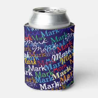 Modern Color Monogram Name Can Cooler