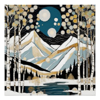Modern Colorado Mountains Lake Scene