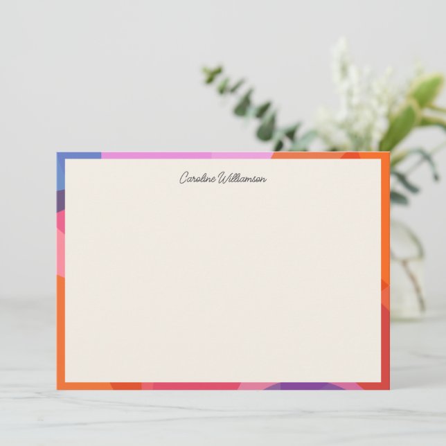 Modern Colorblock Border Personalised Script Name Card (Standing Front)