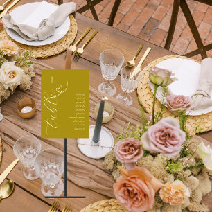 Modern Colorblock Guest Name List   Dark Yellow Table Number