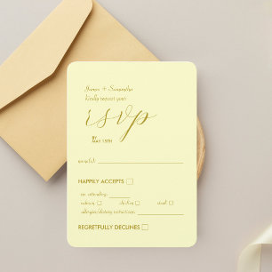 Modern Colorblock Wedding Affair Butter Yellow RSVP Card