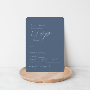 Modern Colorblock Wedding Affair Dark Blue RSVP Card