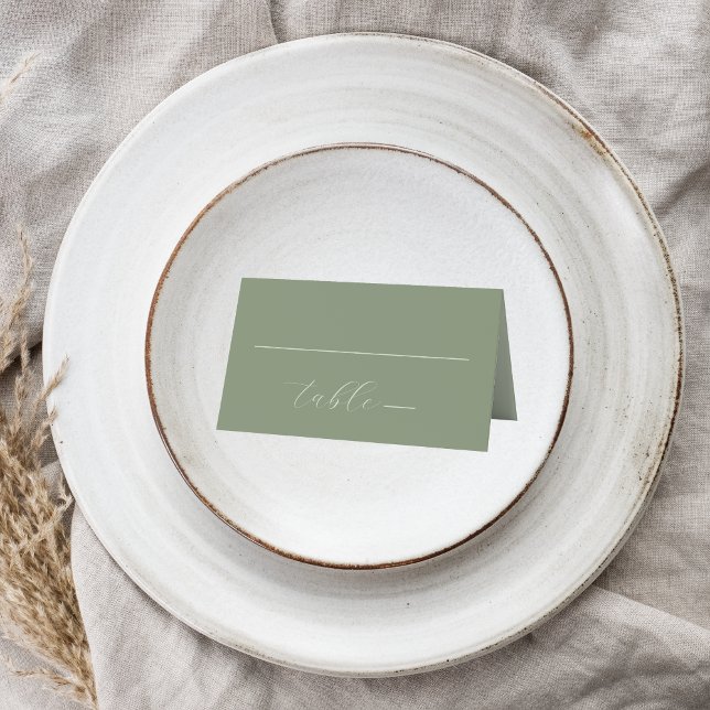Modern Colorblock Wedding | Dark Sage Place Card (Creator Uploaded)