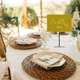 Modern Colorblock Wedding   Dark Yellow Table Number