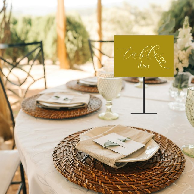 Modern Colorblock Wedding | Dark Yellow Table Number (Creator Uploaded)