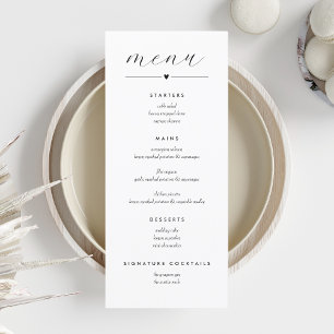 Modern Colorblock Wedding Menu   Black on White
