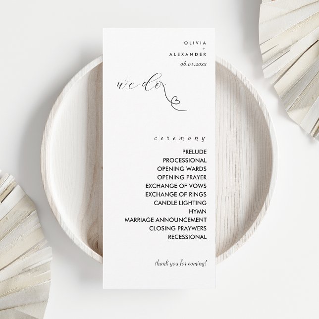 Modern Colorblock Wedding Program | Black on White (Creator Uploaded)