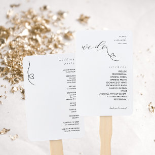 Modern Colorblock Wedding Program   Black on White Hand Fan