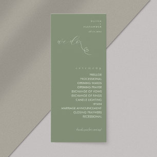 Modern Colorblock Wedding Program Dark Sage
