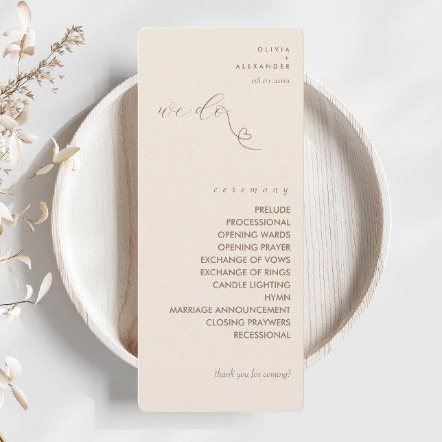 Modern Colorblock Wedding Program | Light Neutral (Creator Uploaded)