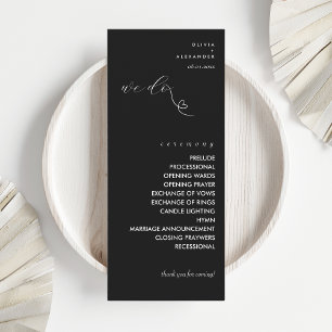 Modern Colorblock Wedding Program   White on Black