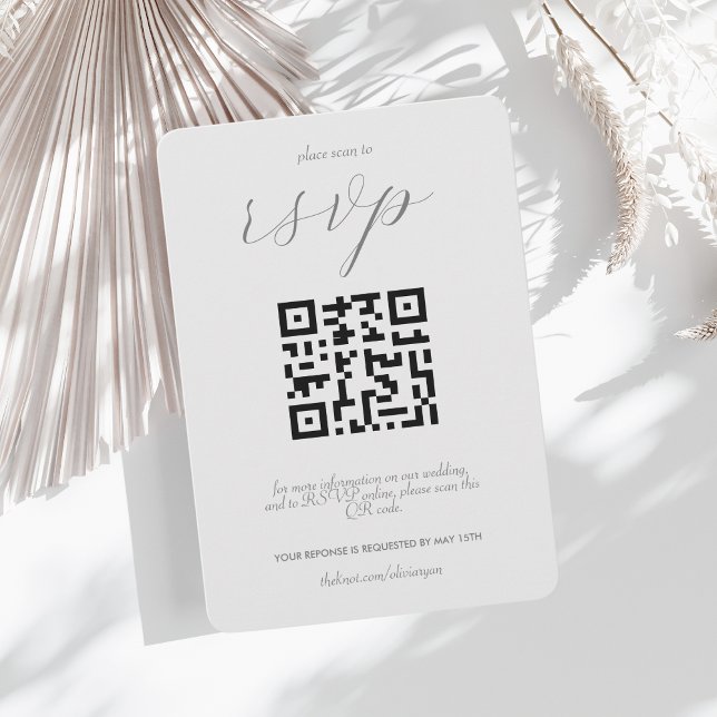 Modern Colorblock Wedding QR code | Light Silver RSVP Card (Creator Uploaded)