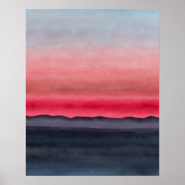 Modern Colorful Abstract Beach Sunset Poster (Front)