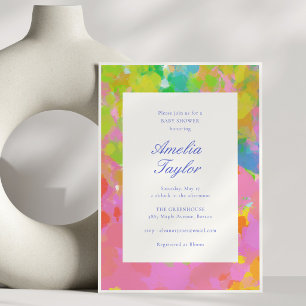 Modern Colorful Abstract Chic Baby Shower Invitation