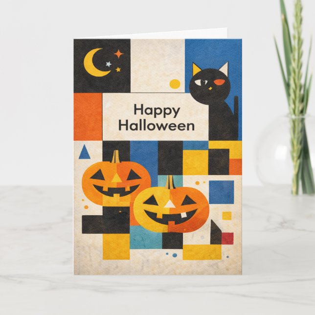 Modern Colorful Abstract Halloween Card (Front)