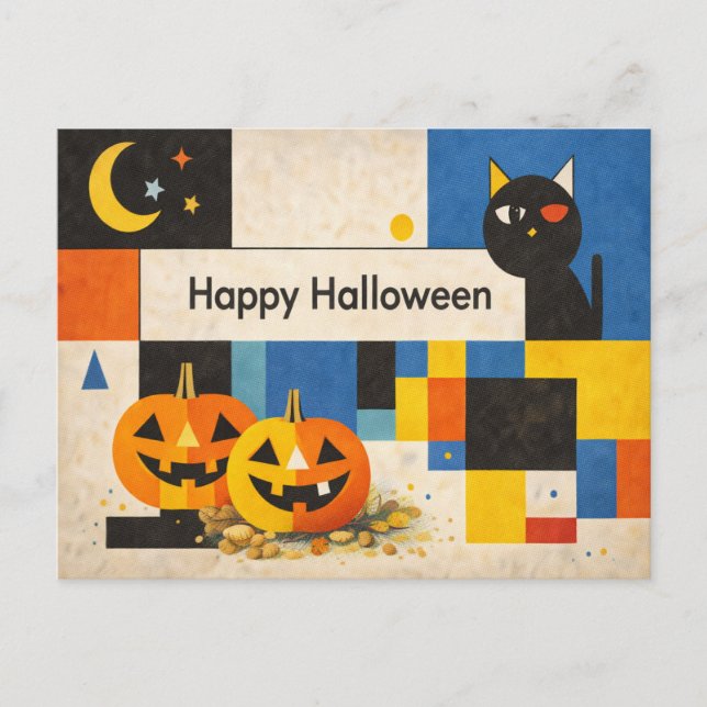 Modern Colorful Abstract Halloween Holiday Postcard (Front)