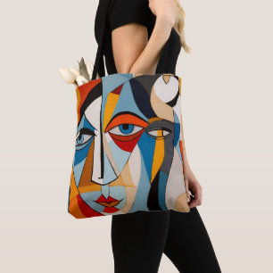 Modern Colorful Art Abstract Face Tote Bag