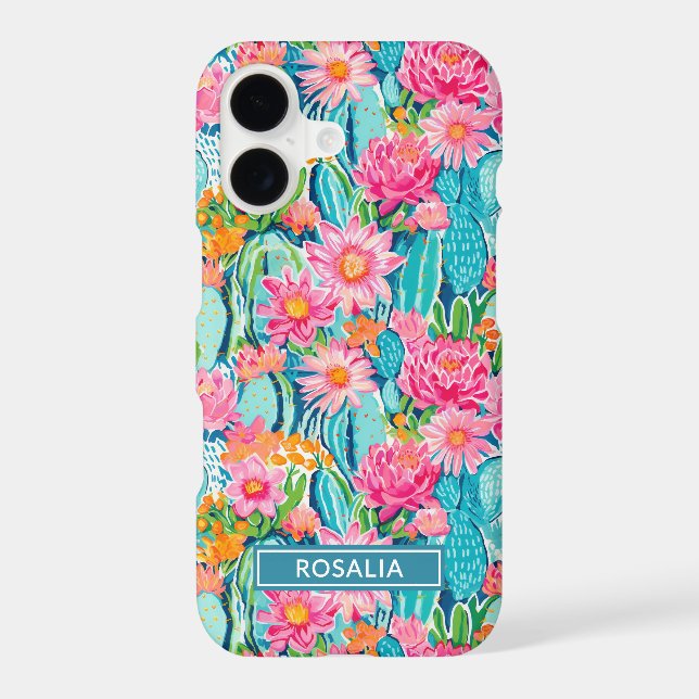 Modern Colorful Blooming Cacti Personalized (Back)