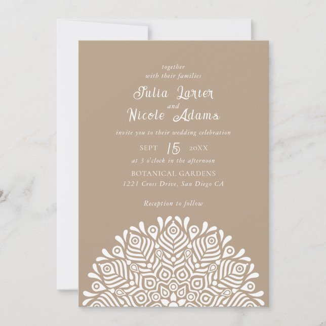Modern Colorful Boho Ethnic Floral Mandala Wedding Invitation (Front)