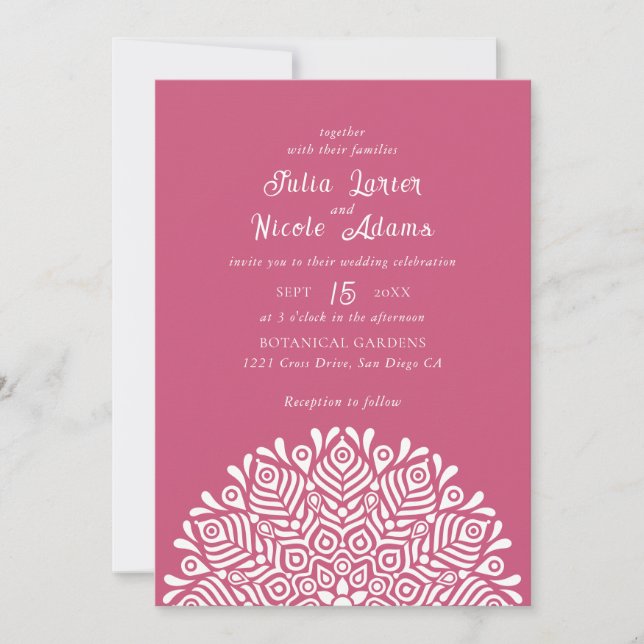 Modern Colorful Boho Ethnic Floral Mandala Wedding Invitation (Front)