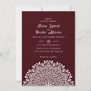 Modern Colorful Boho Ethnic Floral Mandala Wedding Invitation