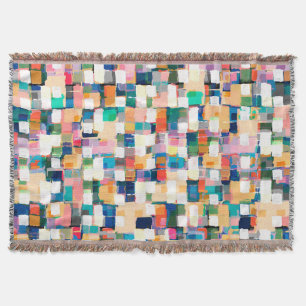 Modern Colorful Brush Strokes Paint Abstract Art Throw Blanket