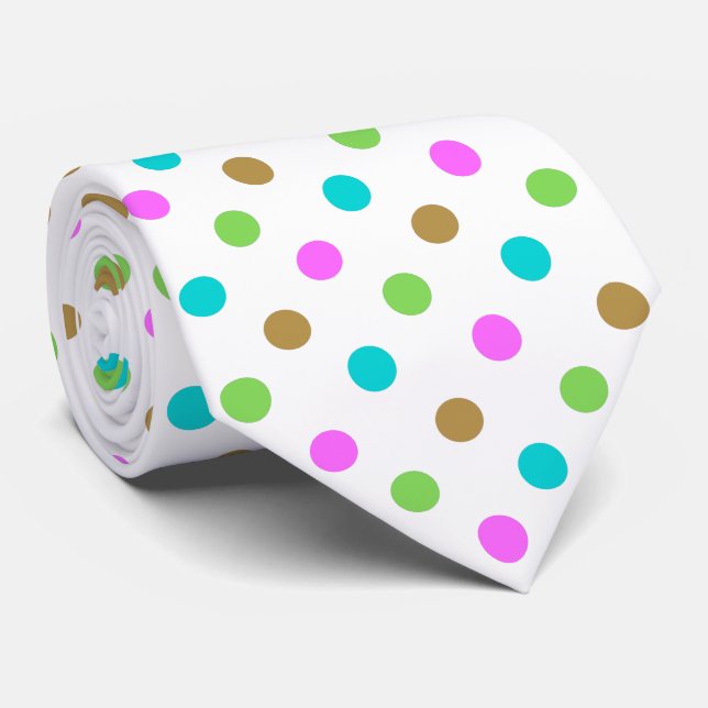 Modern Colorful Chic Polka Dots Tie (Rolled)