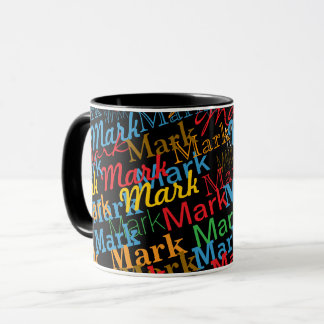 Modern Colorful First Name Typography Black Mug