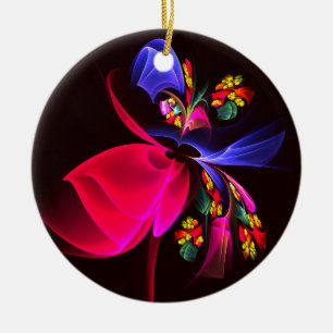 Modern Colorful Floral Abstract Art Pattern #06 Ceramic Tree Decoration