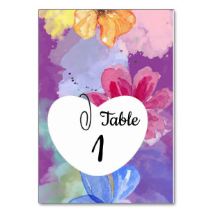 Modern Colorful Floral Table Card Wedding