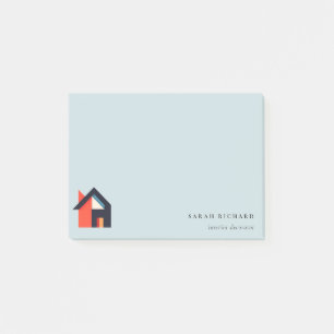 Modern Colorful House Logo Realtor Blue Red Orange Post-it Notes