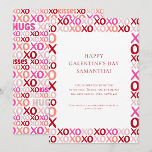 Modern Colorful Hugs and Kisses Galentine's Day Holiday Card