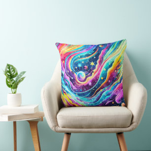 MODERN COLORFUL OUTER SPACE ART DESIGN CUSHION