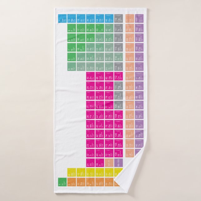 Modern Colorful Periodic Table Towel (Bath Towel)