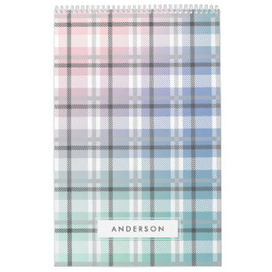Modern colorful rainbow plaid photo calendar